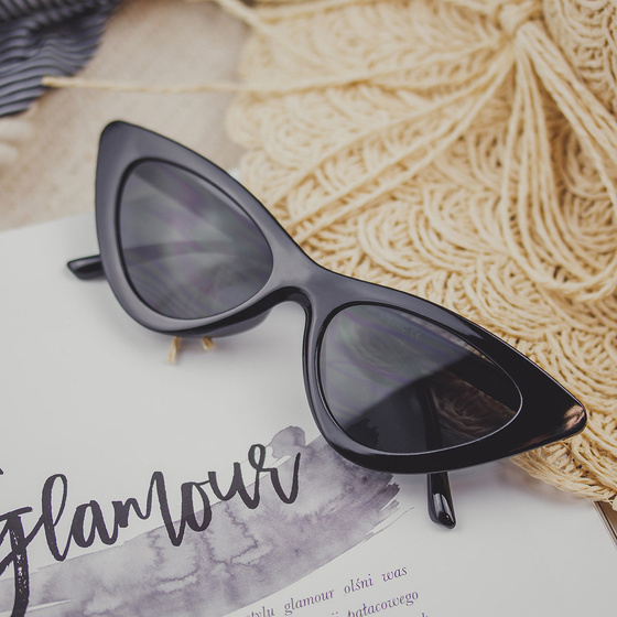 OKULARY PRZECIWSŁONECZNE damskie KOCIE OKO czarne