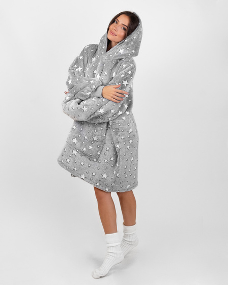 KOCOBLUZA KOC BLUZA CIEPŁA 2w1 GRUBA XXL FUTRZAK POLAR z kapturem OVERSIZE