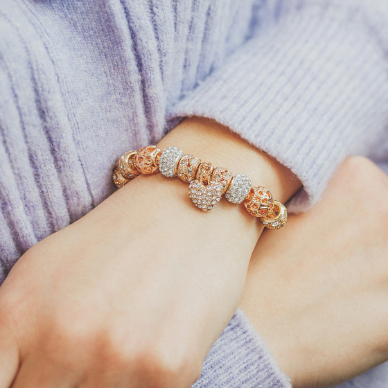 BRANSOLETKA MODUŁOWA charms ZŁOTA serduszko GOLD