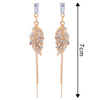 KOLCZYKI LISTKI eleganckie CYRKONIE długie WISZĄCE Boho