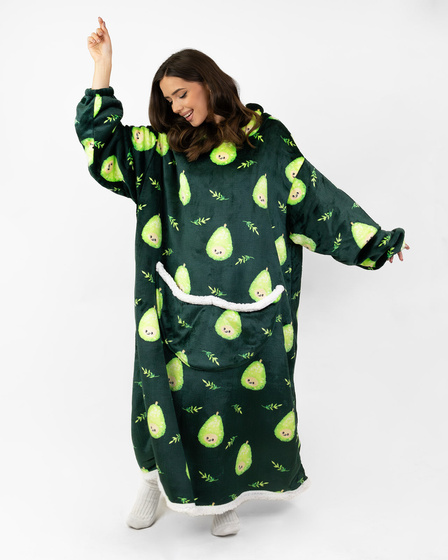 KOCOBLUZA KOC BLUZA CIEPŁA 2w1 GRUBA XXL FUTRZAK POLAR z kapturem OVERSIZE