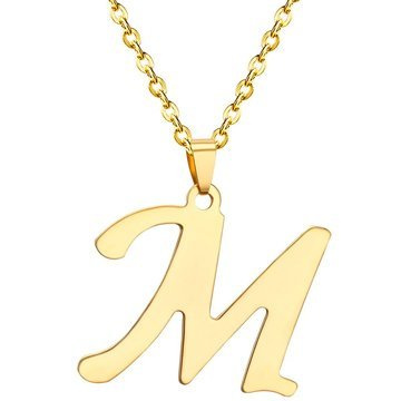 NASZYJNIK litera M STAL SZLACHETNA POZŁACANA