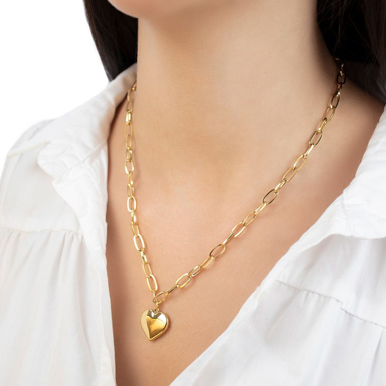 Naszyjnik SERCE łańcuch STAL SZLACHETNA POZŁACANA
