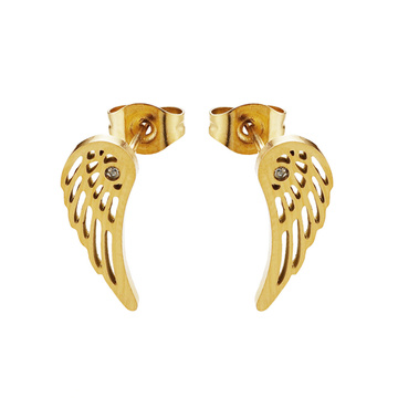 KOLCZYKI piórka STAL SZLACHETNA POZŁACANA