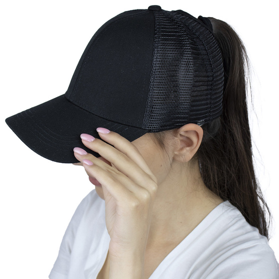 Czapka z daszkiem NA KUCYK z siatką bejsbolówka damska