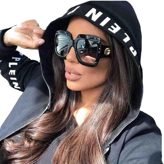 OKULARY przeciwsłoneczne DAMSKIE duże CZARNE