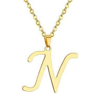NASZYJNIK litera N STAL SZLACHETNA POZŁACANA