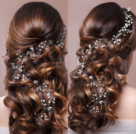 OZDOBA DO WŁOSÓW długa ŚLUBNA SREBRNA - 50cm