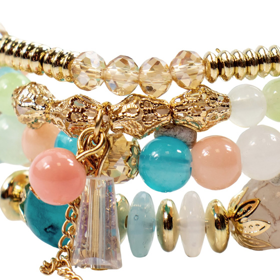 ZESTAW BRANSOLETEK elegancki koraliki KRYSZTAŁKI