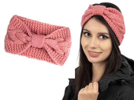 OPASKA DO WŁOSÓW na zimę SZEROKA różowa GRUBA