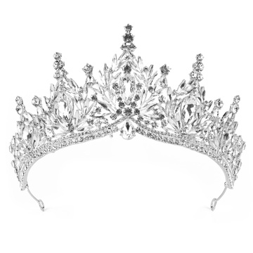DIADEM Korona Tiara MISS GLOW ŚLUBNY srebrny cyrkonie KRYSZTAŁY