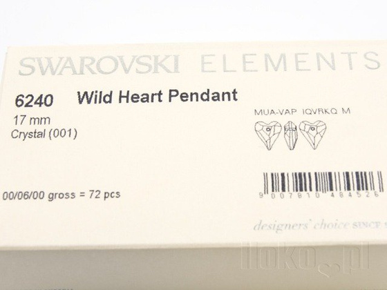 SWAROVSKI koraliki 6240 MM 17,0 CRYSTAL HEART