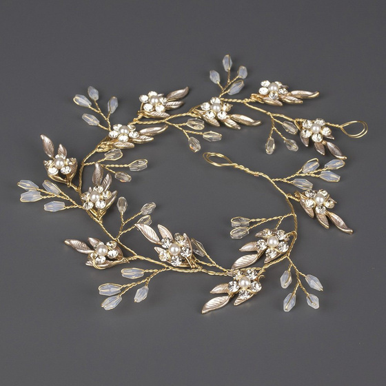 OZDOBA DO WŁOSÓW ślubna pudrowa KRYSZTAŁY długa