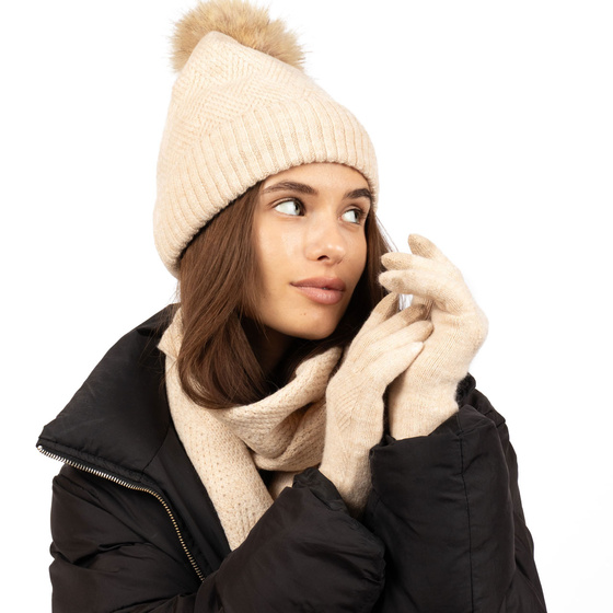 Alessio KOMPLET CZAPKA + KOMIN + RĘKAWICZKI DOTYKOWE ciepły POLAR ZIMOWY