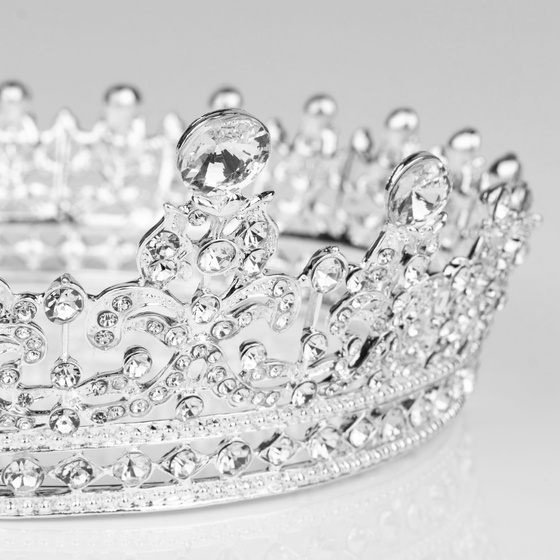 KORONA Diadem Tiara MISS GLOW ŚLUBNA SREBRNA cyrkonie KRYSZTAŁY