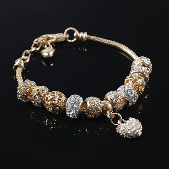 BRANSOLETKA MODUŁOWA charms ZŁOTA serduszko GOLD