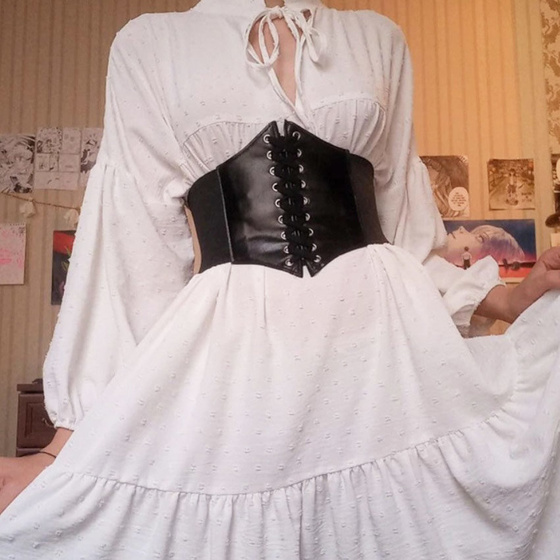 PASEK pas szeroki GORSET czarny GUMOWY SZNUROWANY rozmiar S