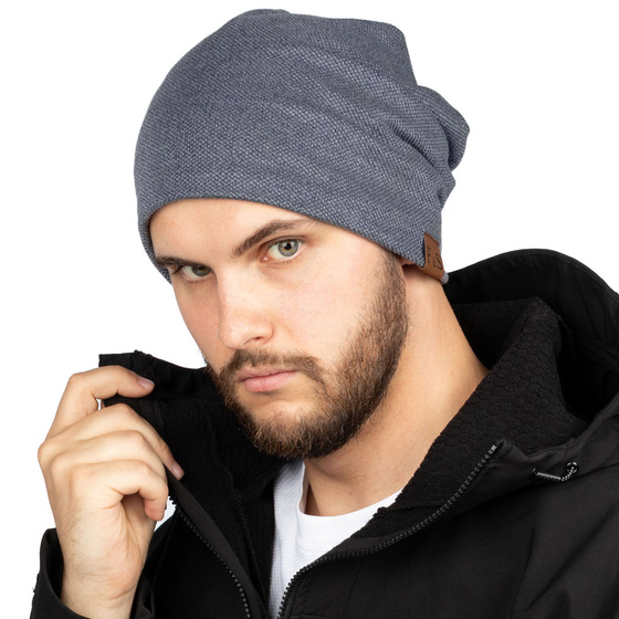 Czapka BEANIE smerfetka oversize MŁODZIEŻOWA ZIMOWA POLAR