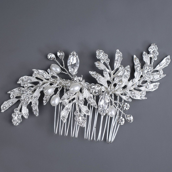 OZDOBA grzebyk do włosów ŚLUBNA cyrkonie SREBRNA