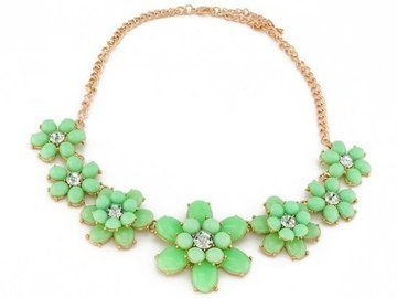 NASZYJNIK kolia ZIELONY kwiaty FLOWER