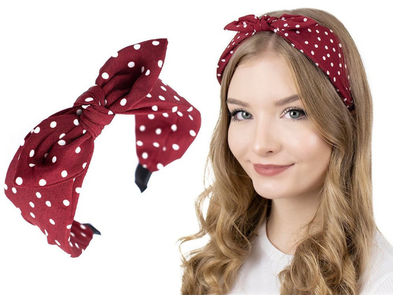 OPASKA DO WŁOSÓW szeroka KROPKI pin up WĘZEŁ kokarda