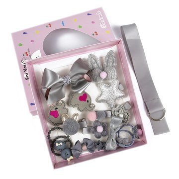 ZESTAW DLA DZIEWCZYNKI gumki spinki PREZENT szary