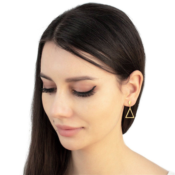 KOLCZYKI geometryczne STAL SZLACHETNA POZŁACANA