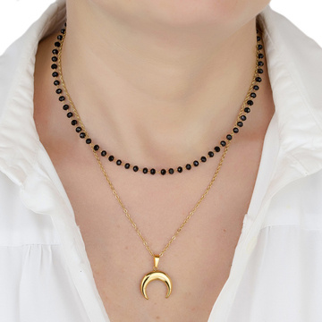 NASZYJNIK podwójny STAL SZLACHETNA POZŁACANA