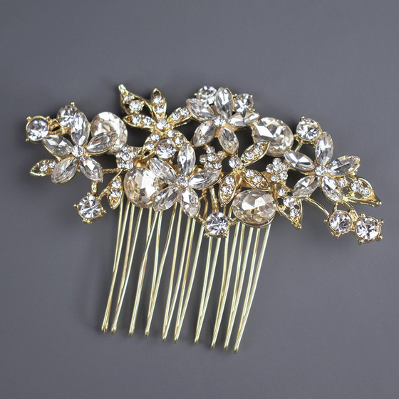 OZDOBA DO WŁOSÓW złota ŚLUBNA cyrkonie GRZEBYK