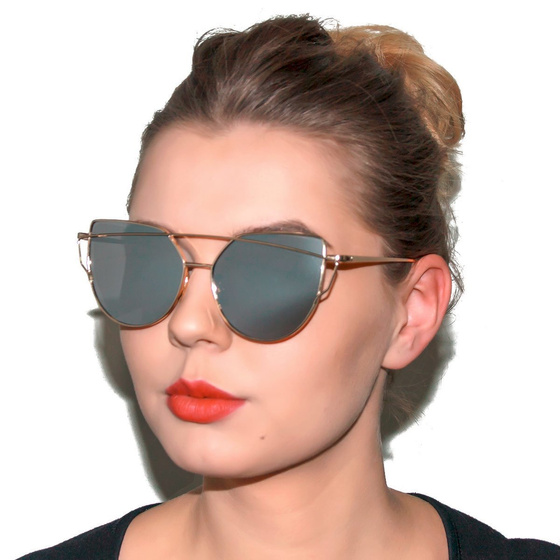 OKULARY PRZECIWSŁONECZNE damskie LUSTRZANKI złote