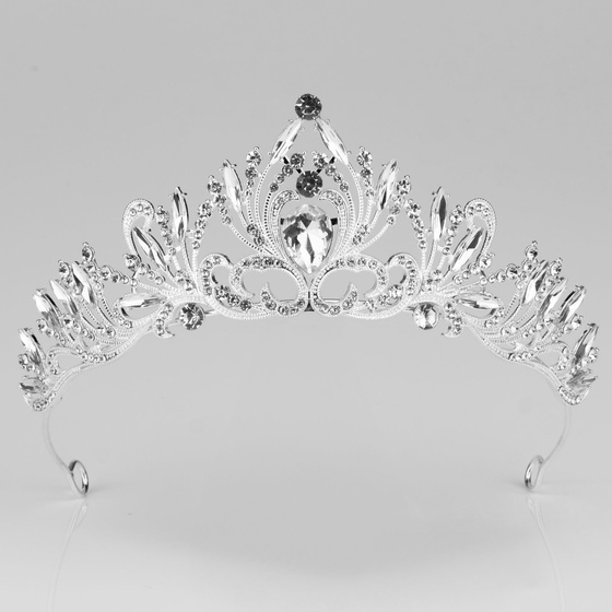 DIADEM Korona Tiara MISS GLOW ŚLUBNY srebrny cyrkonie KRYSZTAŁY