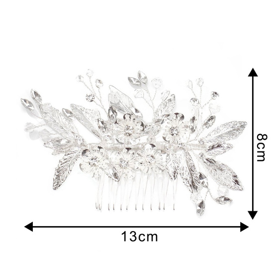 OZDOBA DO WŁOSÓW srebrna ŚLUBNA grzebyk CYRKONIE