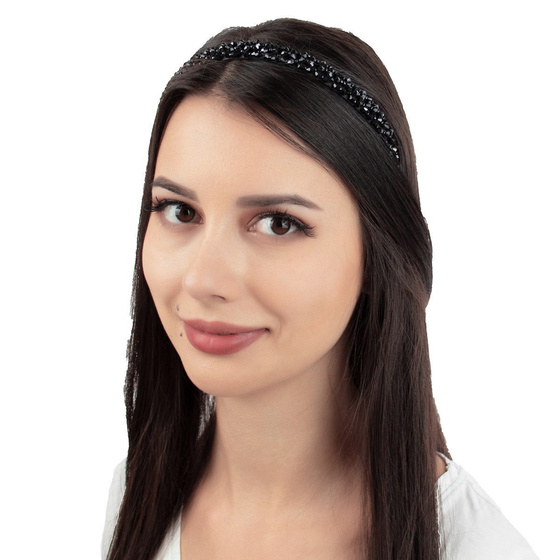 OPASKA DO WŁOSÓW wąska koraliki SZTYWNA elegancka błyszcząca