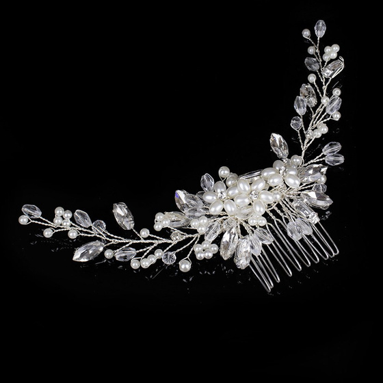 OZDOBA do włosów ŚLUBNA grzebyk PEREŁKI cyrkonie