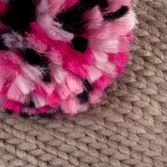 RĘKAWICZKI damskie RÓŻOWY POMPON brązowe ZIMOWE