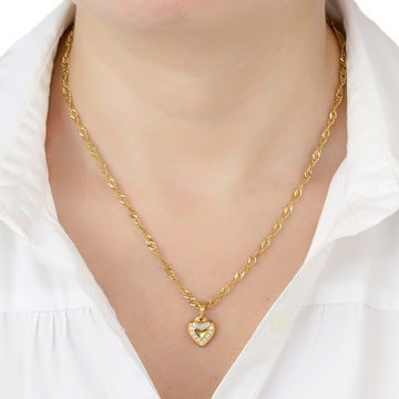 Naszyjnik serce STAL SZLACHETNA POZŁACANA cyrkonia