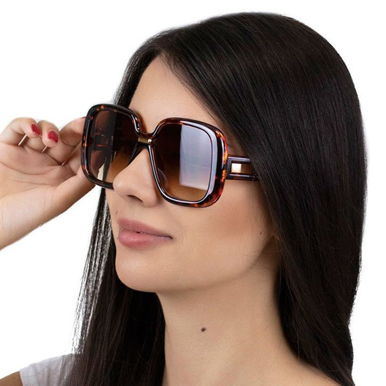 OKULARY damskie PRZECIWSŁONECZNE panterka BRĄZOWE