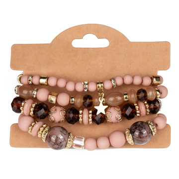 BRANSOLETKI damskie koraliki serce ZESTAW 4 sztuki