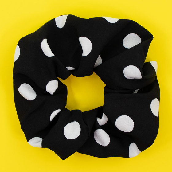 GUMKA do włosów frotka SCRUNCHIES kropki CZARNA