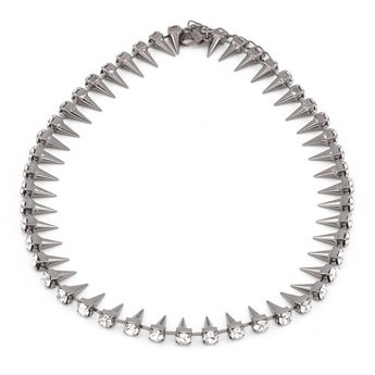 NASZYJNIK kolia KOLCE srebrny CYRKONIE kryształy