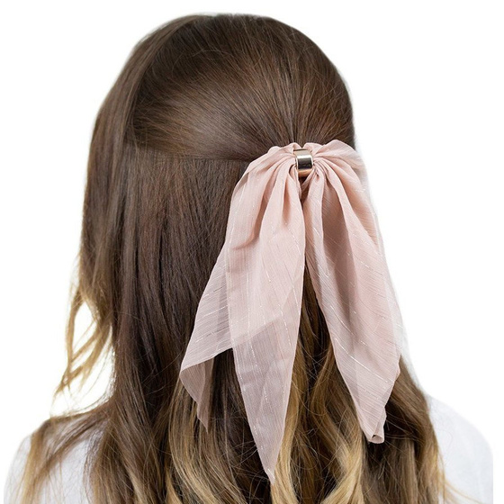 GUMKA DO WŁOSÓW kokarda APASZKA scrunchies PUDROWA
