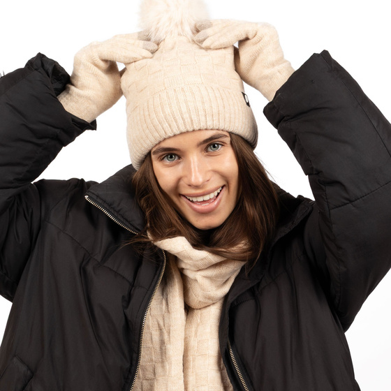 Alessio KOMPLET CZAPKA + KOMIN + RĘKAWICZKI DOTYKOWE ciepły POLAR ZIMOWY