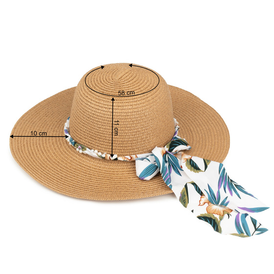 KAPELUSZ plażowy Alessio DAMSKI SŁOMKOWY kokarda letni SŁOMIANY DUŻE RONDO