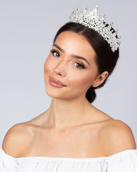 DIADEM Korona Tiara MISS GLOW ŚLUBNY srebrny cyrkonie KRYSZTAŁY