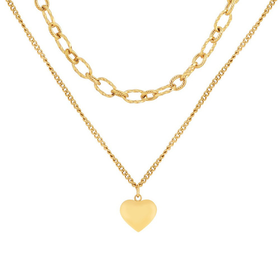 Naszyjnik podwójny STAL SZLACHETNA POZŁACANA gold