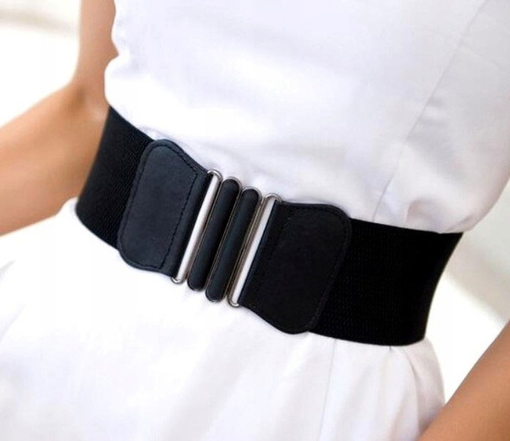 PASEK ELASTYCZNY gumowy PAS szeroki DAMSKI klamra