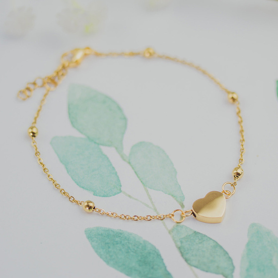 Bransoletka STAL SZLACHETNA POZŁACANA serduszko