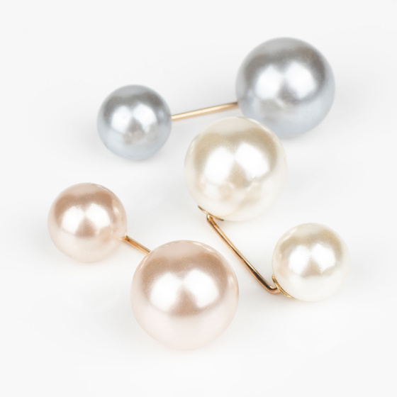 BROSZKA Zestaw 3 szt Biała Różowa Szara PEREŁKI Upięcie Złota PRZYPINKA