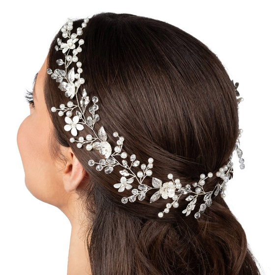 OZDOBA DO WŁOSÓW długa ŚLUBNA STROIK ŚLUB SREBRNA