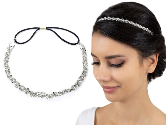 OPASKA DO WŁOSÓW skręt SREBRNA na gumce